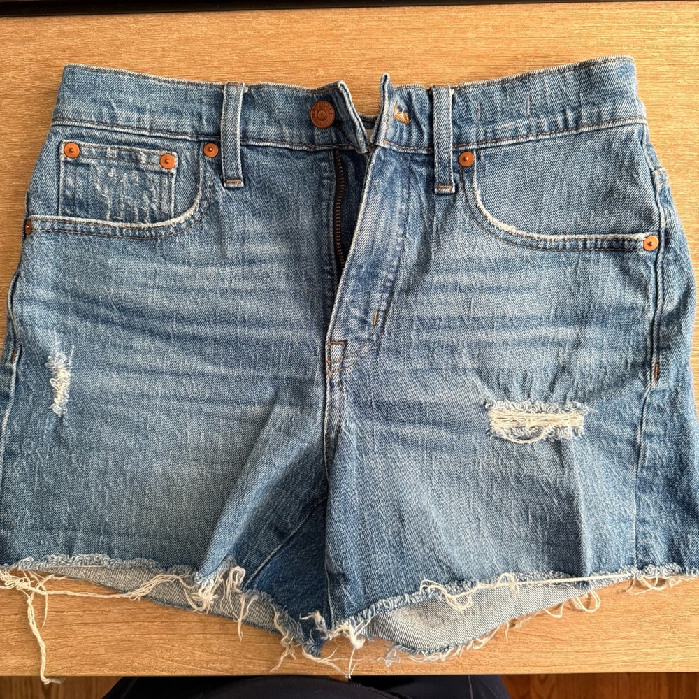Madewell Blue Distressed Jean Shorts Cutoff Style